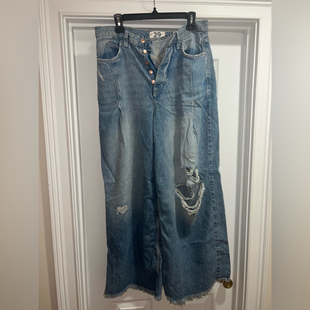Free People Ollie Jeans, NEW, size 29, We the Free Wide leg distressed - Picture 3 of 8